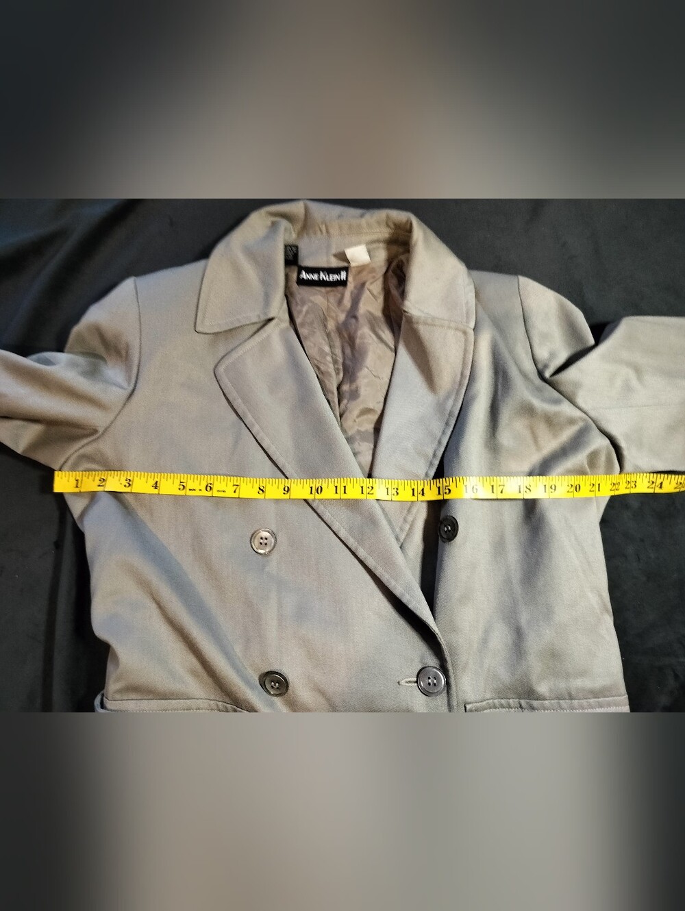 Vintage Anne Klein II 100% Wool Trench Coat Made in USA Union Tag Women's Size 4 - Picture 3 of 9